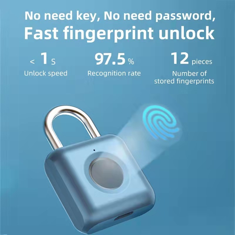 Electronic Safety lock Waterproof Smart Fingerprint Padlock for luggage bag with cable Anti-Theft Safe Fingerprint Lock