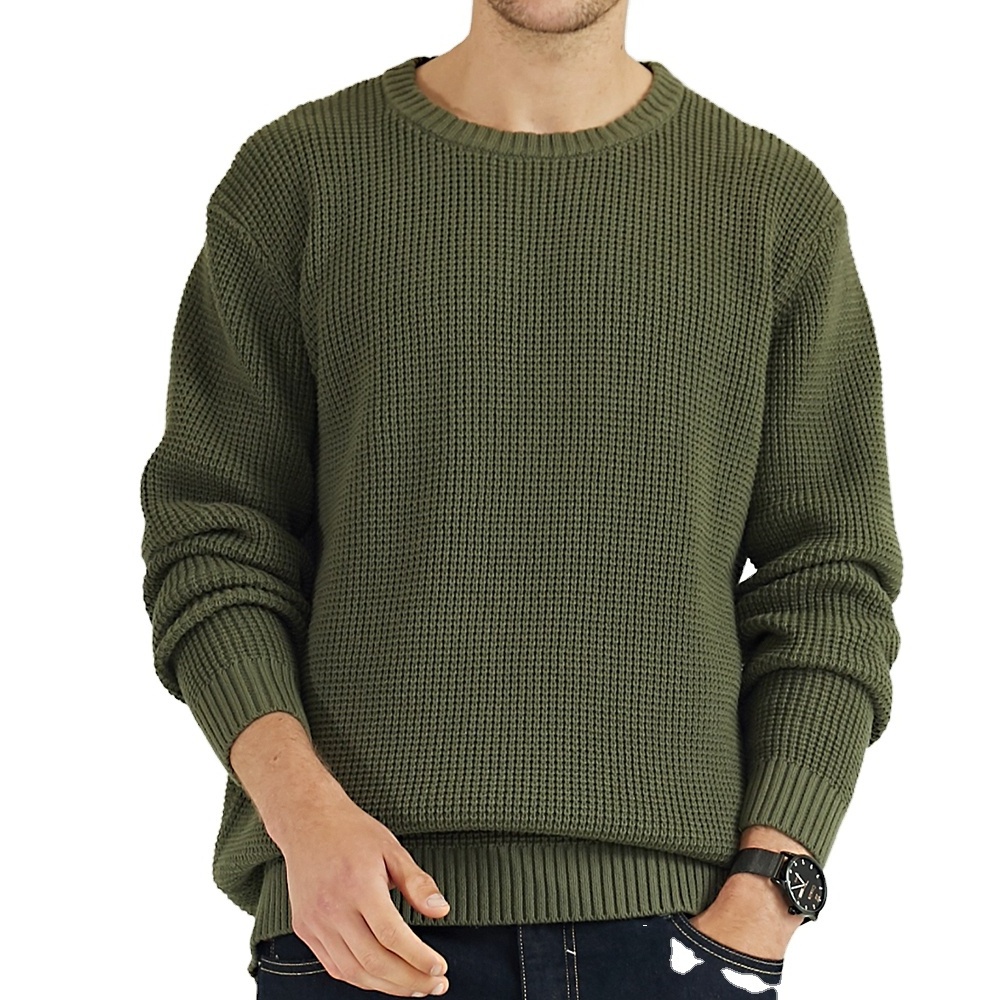 Wholesale 100% Cotton Winter OEM Custom Breathable Men's Crewneck Pullover Sweater Plain Knit Pullover Jumpers Sweater For Men