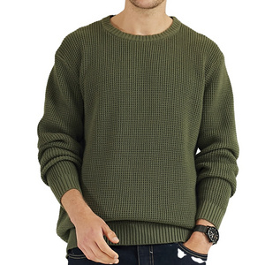 Wholesale 100% Cotton Winter OEM Custom Breathable Men's Crewneck Pullover Sweater Plain Knit Pullover Jumpers Sweater For Men