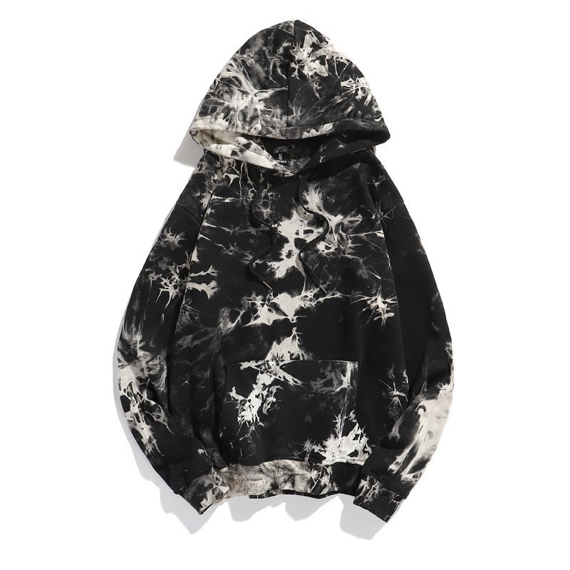 High quality Classic Bleach Fleece 380 Gsm Blank Custom Logo breathable Unisex Oversized Plus Size Cotton Tie Dyed Men's Hoodie