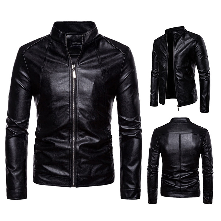 High quality latest design Custom lapel collar 100% leather men's leather jacket windbreaker leather motorcycle jacket for men