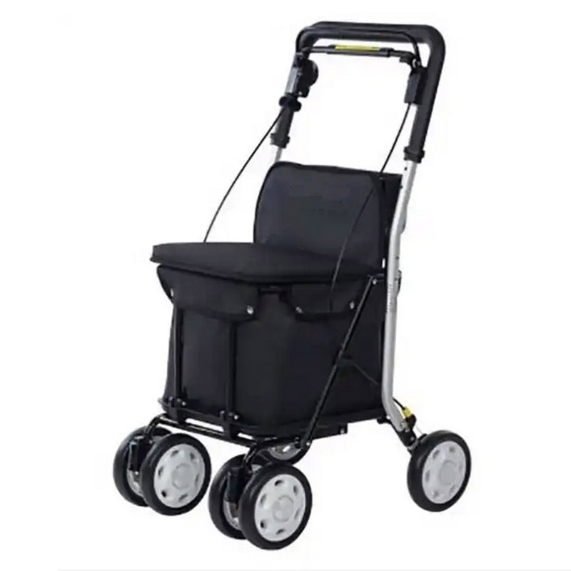 Lightweight Rollator Shopping Cart walker for elder people Height Adjustable Foldable Shopping Cart Portable Trolley