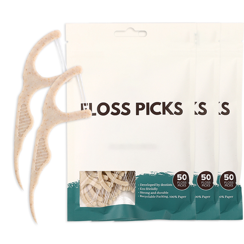 Zero Waste Organic Flosser Adults Y-Shaped Biodegradable Corn Straw Bulk Pack Dental Floss Pick