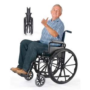 Manual wheelchair silla de ruedas plegable with Full Arms and Removable Swing-Away Footrest chair with wheels for disabled