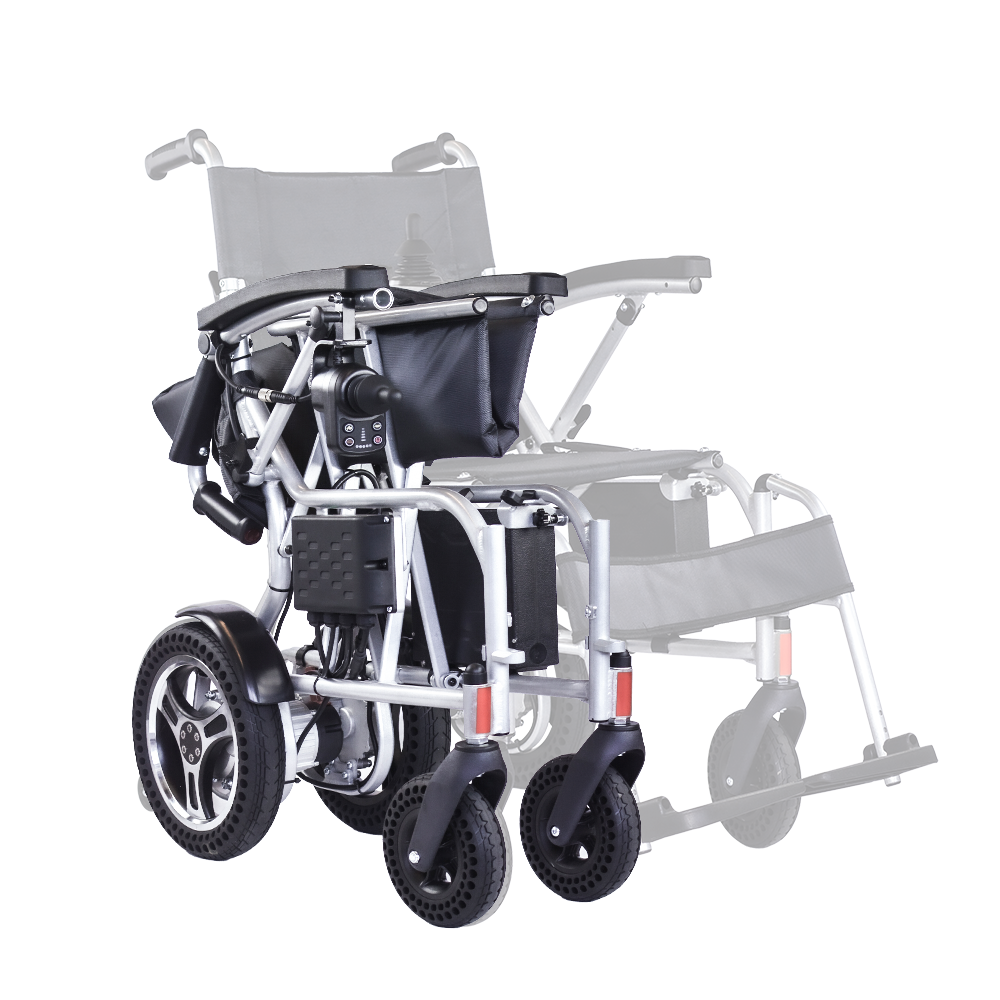 Lightest Electric Wheelchair Foldable Power Motorized Wheelchair CMD02 Aluminum with Aluminum Alloy Black People 150kg