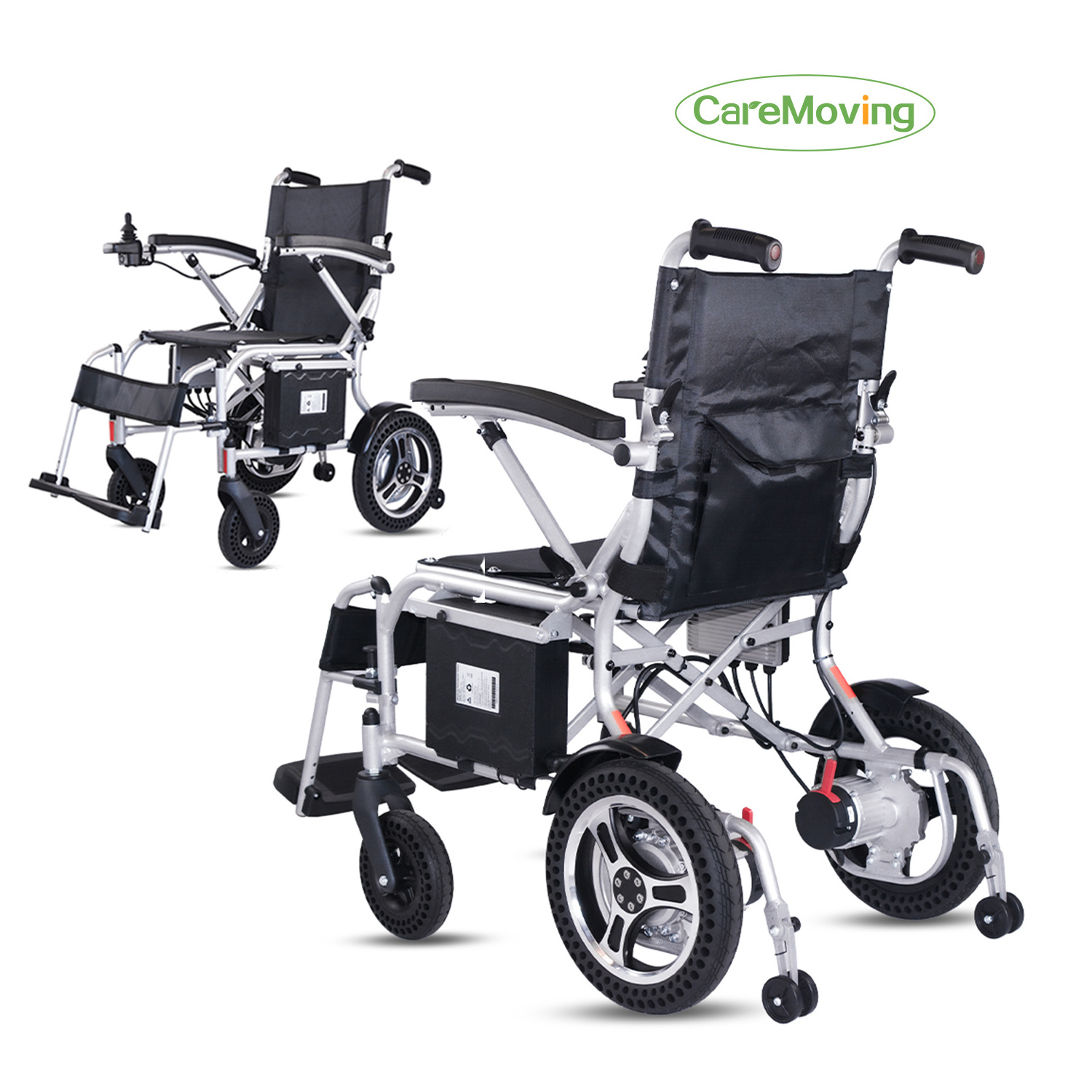 Lightest Electric Wheelchair Foldable Power Motorized Wheelchair CMD02 Aluminum with Aluminum Alloy Black People 150kg