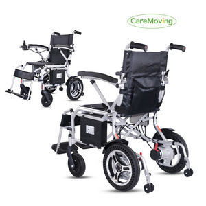 Lightest Electric Wheelchair Foldable Power Motorized Wheelchair CMD02 Aluminum with Aluminum Alloy Black People 150kg