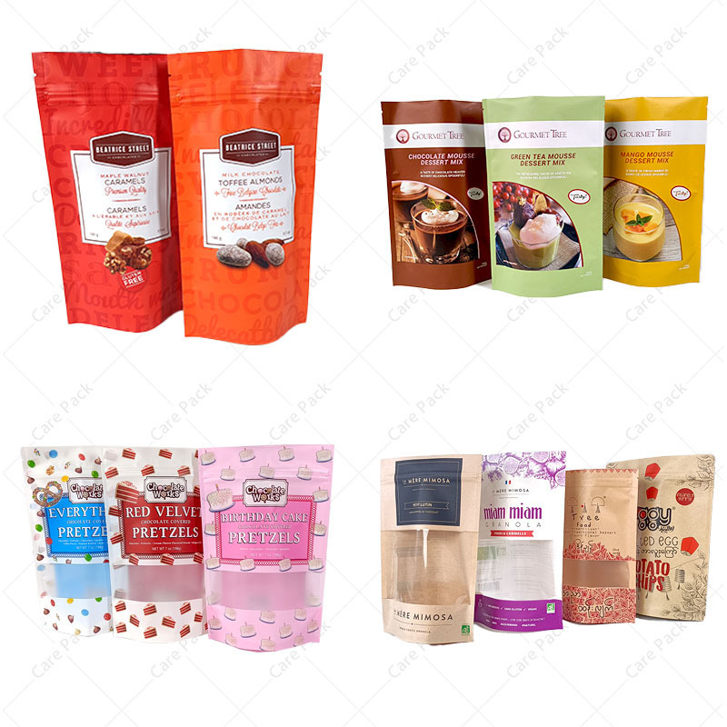 Custom Compostable Glossy Finished Stand Up Moisture Proof Resealable Snack Seed Bag Packaging