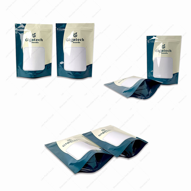 Custom Printing Reusable Ziplock Laminated Plastic Stand Up Pouch With Zipper Sealed Packaging Doypack For Seed Packing