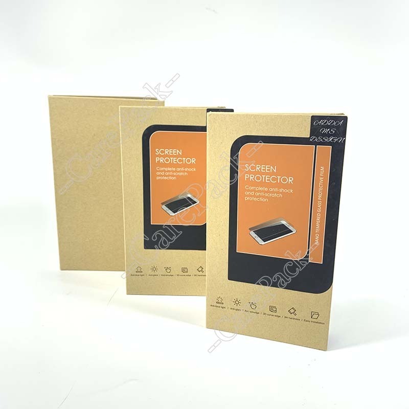 Custom Printing Hard Kraft Paper Book Shape Flip Lid Luxury Phone Case Mobile Accessory Tempered Glass Packaging Box with EVA