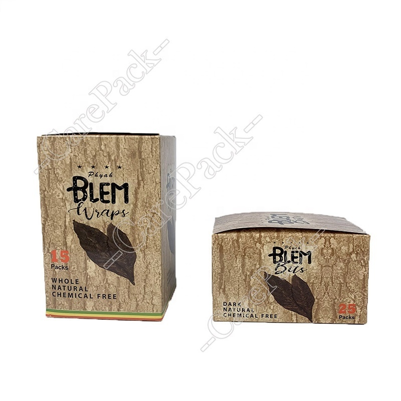 Custom Printing Bottom Auto-locked Display Paper Box Tobacco Cigarette Smoke Natural Leaf Wraps Packaging Bags and Boxes