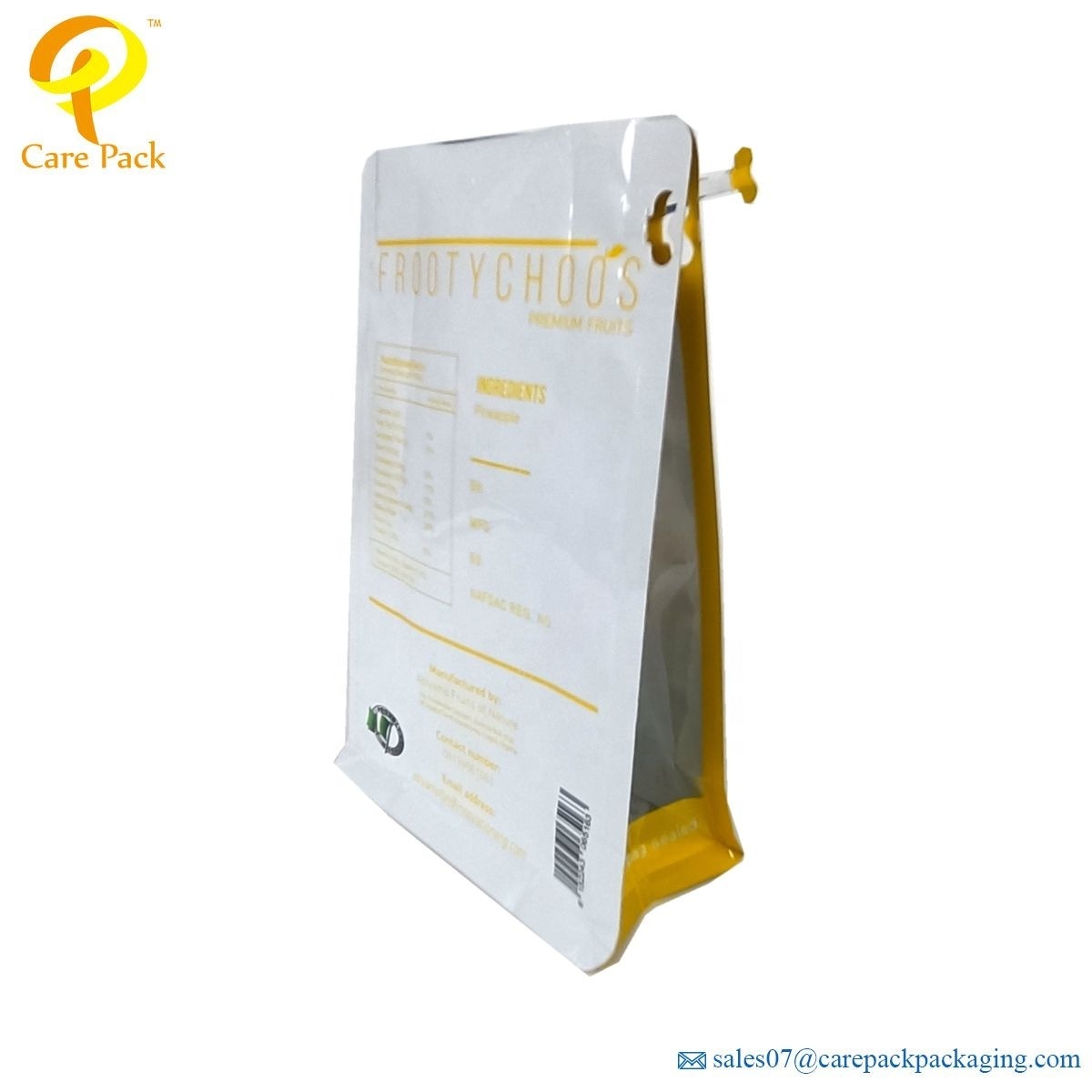 Custom Printed Easy open Zipper Flat Bottom Dry Food Grade Frozen Dried Mango Fruit Bag Packaging