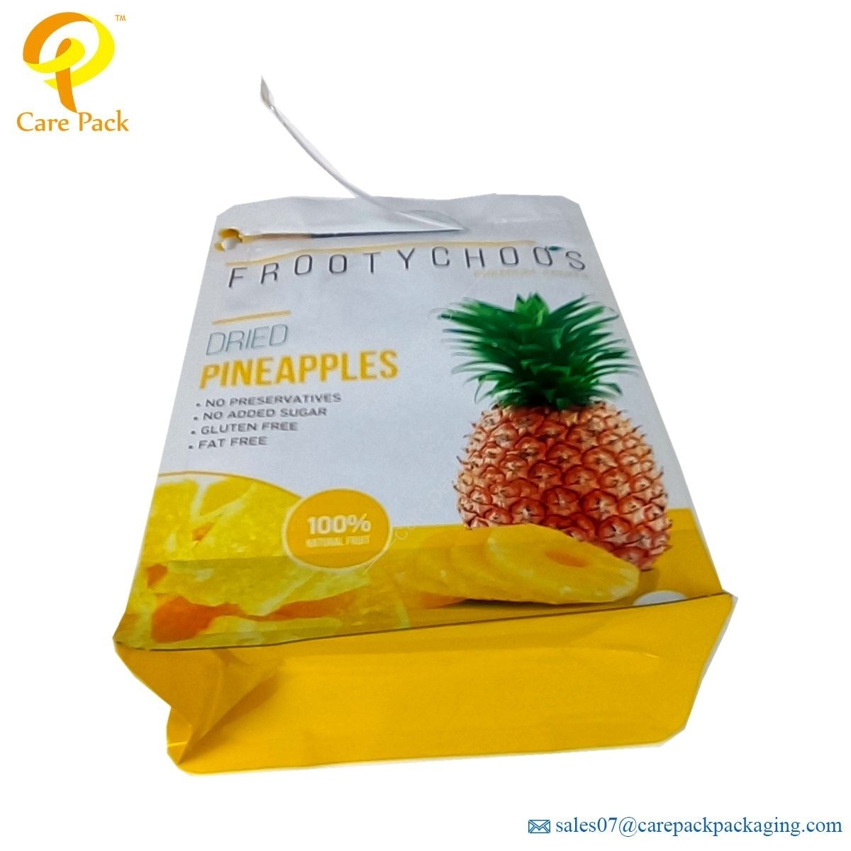 Custom Printed Easy open Zipper Flat Bottom Dry Food Grade Frozen Dried Mango Fruit Bag Packaging