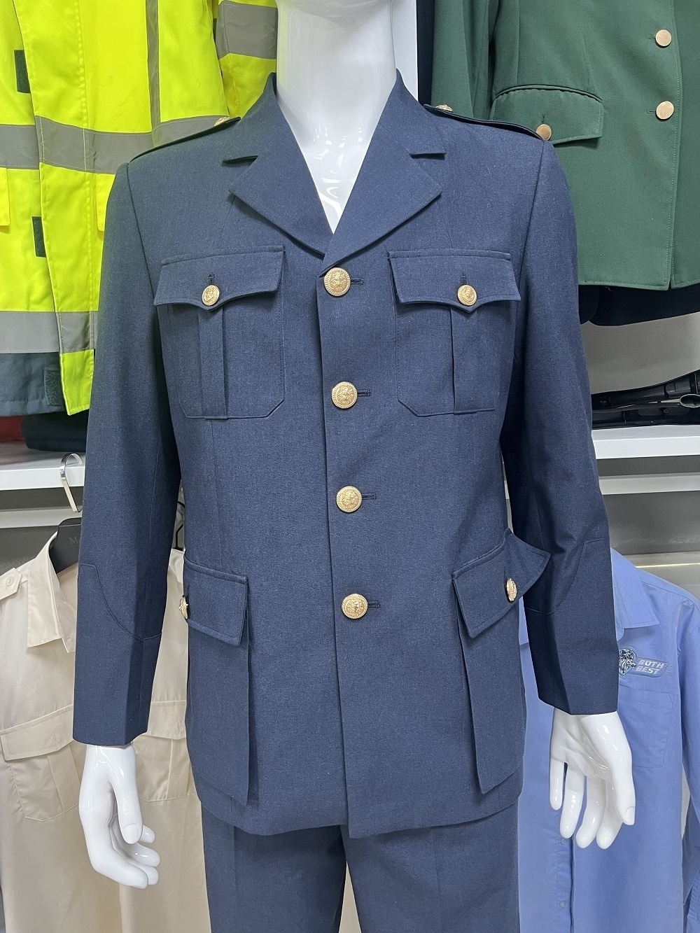 Customized design navy blue security uniforms formal jacket pant suit men security officer uniform