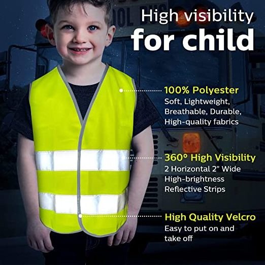 Kids Safety Vest High Visibility Reflective Vest With Child Hi Vis Vest With Reflective Tape Neon Yellow