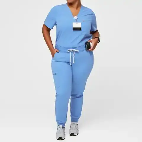 Custom Logo Plus Size Navy Blue Scrubs Uniforms Sets Nurse Hospital Scrubs Uniforms