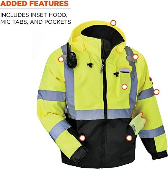 Custom High Visibility Reflective Safety Jacket Construction Hi Vis Work Jacket with Pocket Jacket with Long Sleeves for Men