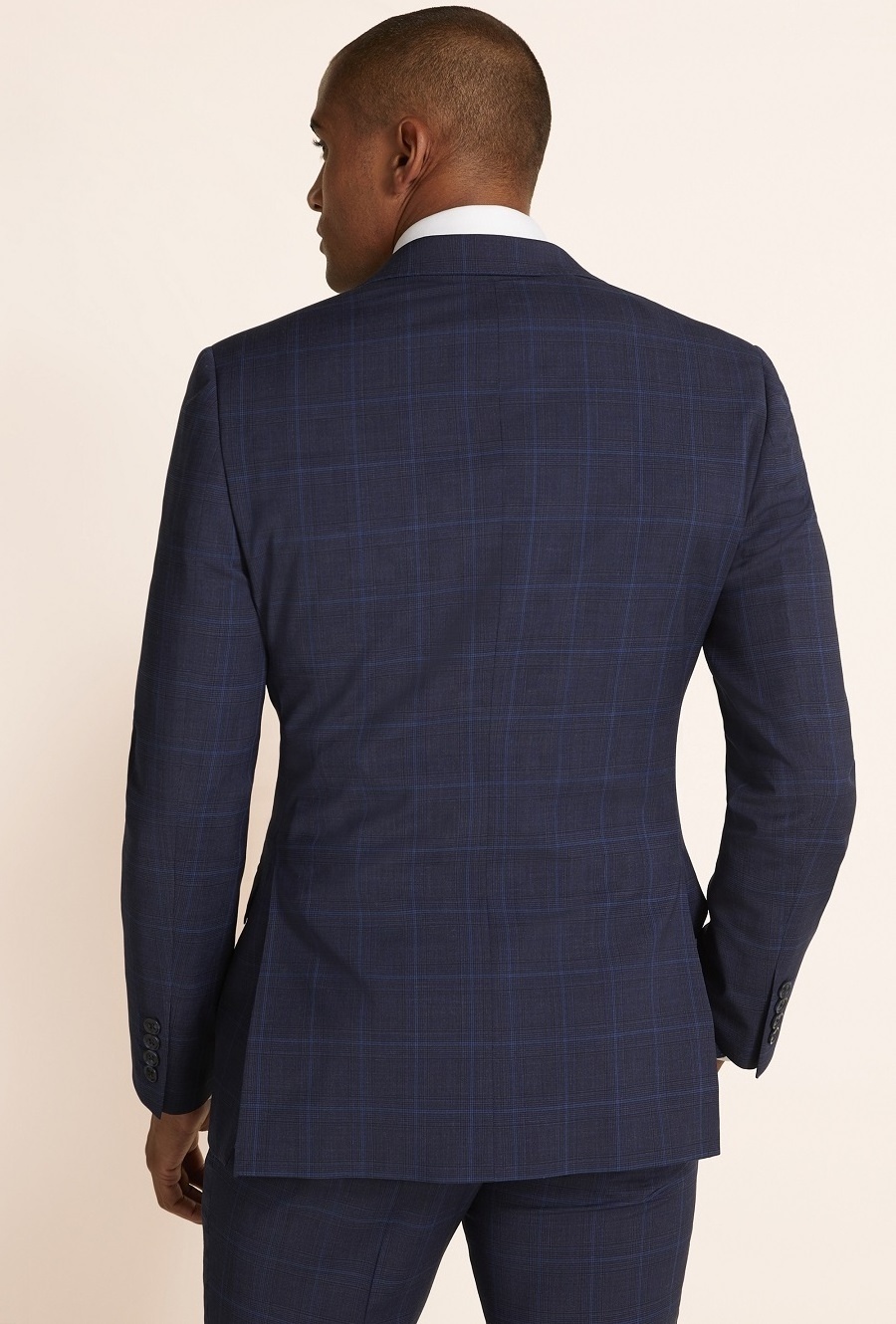 Checked design custom stretch fabric made tailored fit blue 3 pieces big and tall mens african suits