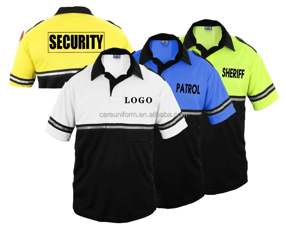 Stylish Black and Blue Two Tone 100% cotton custom logo made men women hi vis short sleeve quick dry security safety polo shirts