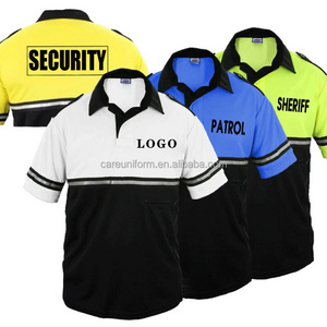 Stylish Black and Blue Two Tone 100% cotton custom logo made men women hi vis short sleeve quick dry security safety polo shirts