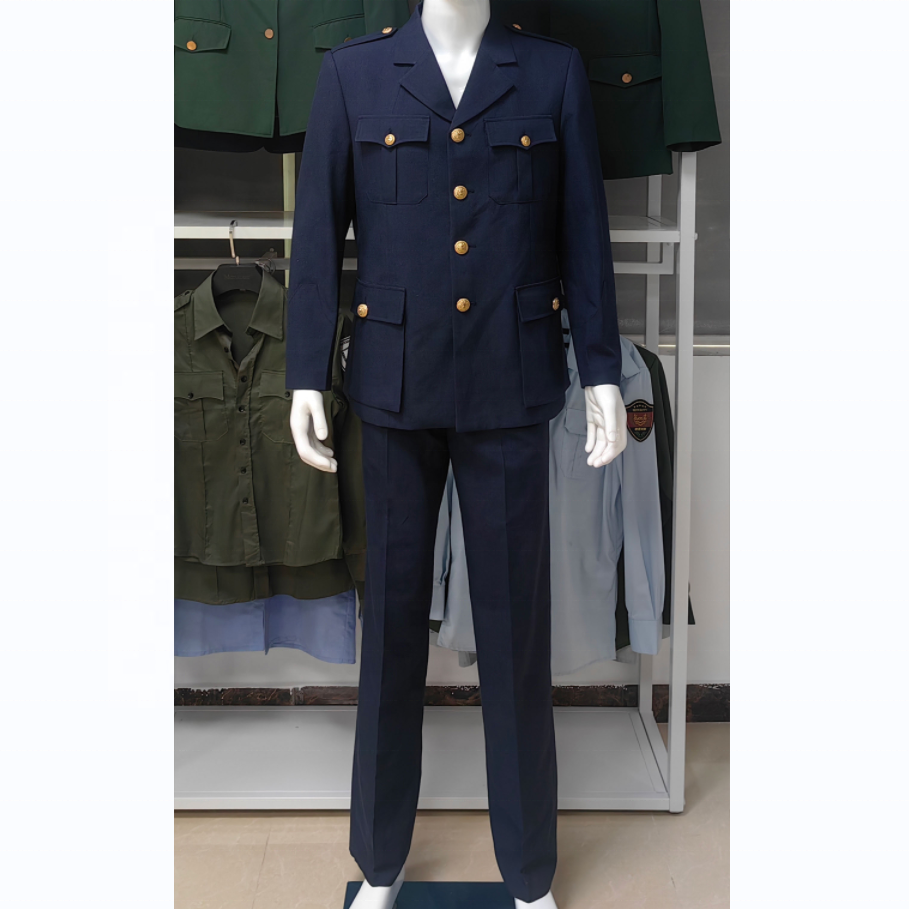 Customized design navy blue security uniforms formal jacket pant suit men security officer uniform