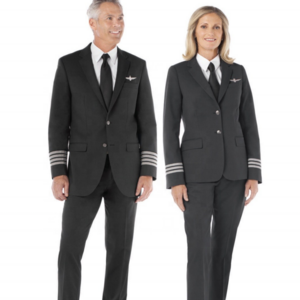 High grade grey color classical design men and women flight suit custom American airline captain pilot uniform