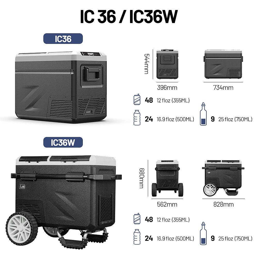 Alpicool IC36W Outdoor Camping Fridge Compressor Refrigerator Car Cooler 12V 24V Camping Fridges Ice Maker Freezer  with Wheels