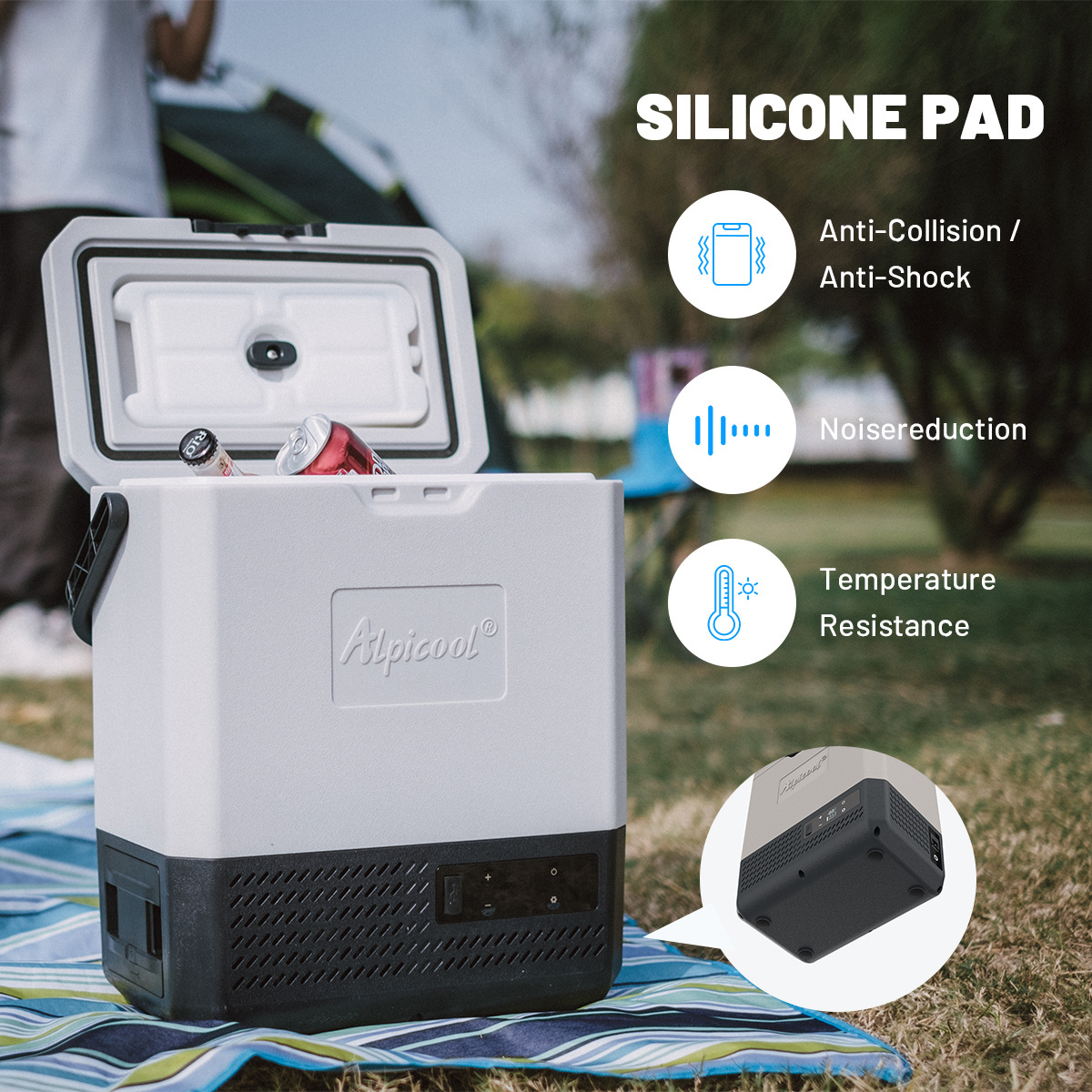 Alpicool P18 Camping Cooler Box Portable Mini Car Fridge Freezer Compressor 12V Dual Use Refrigerator with Battery Power