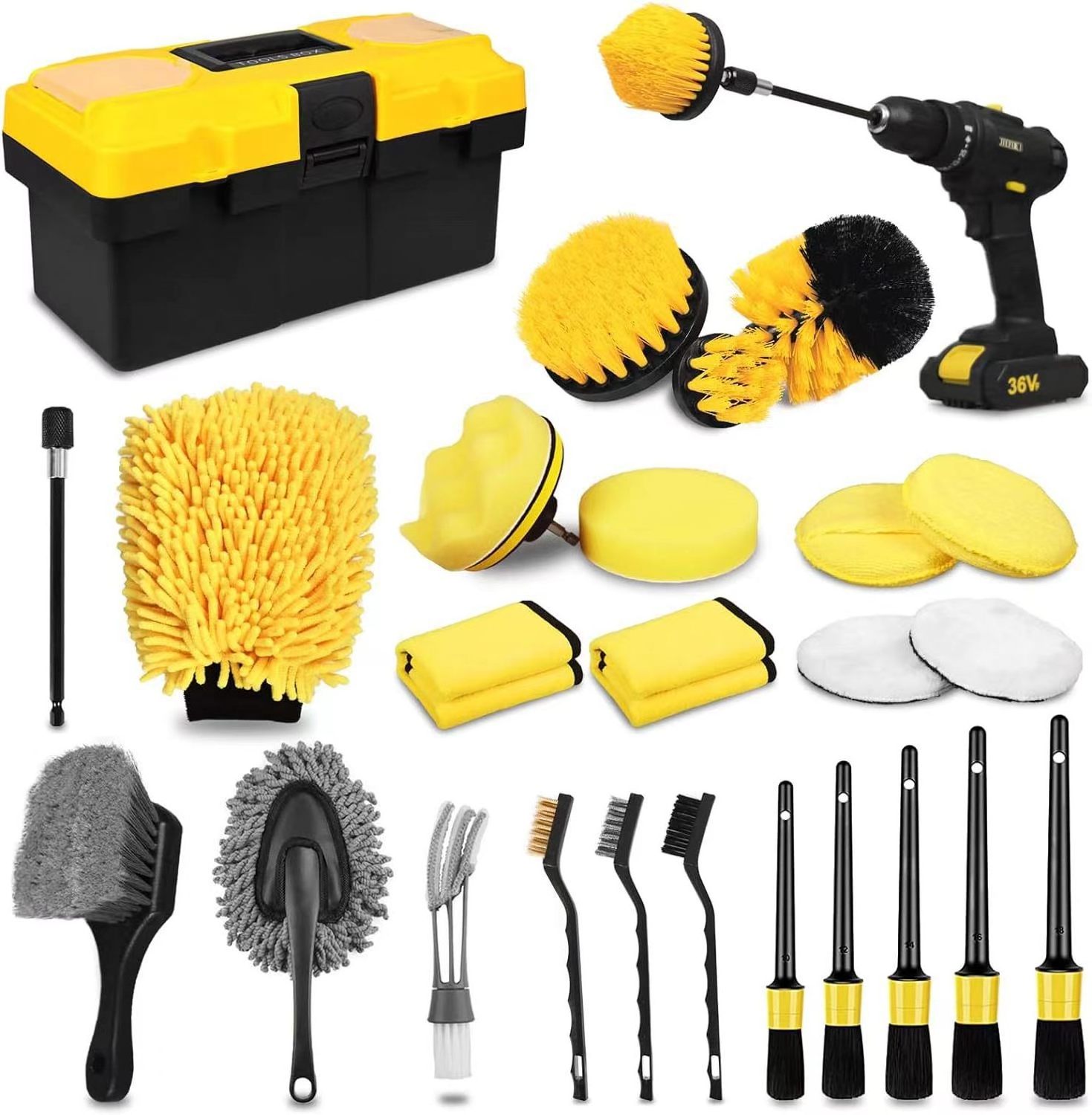 Exterior Interior Car Wash Auto Care kit Car Windshield Cleaning Tool Detailing Brush Set for Interior Exterior Washing