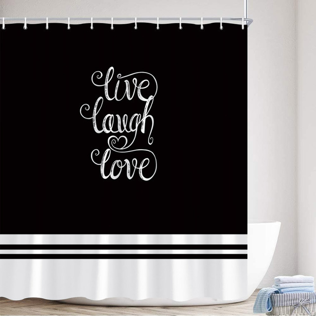 Black and White Shower Curtain Arrow Be Awesome Quote Unique Creative Design Fabric Bathroom Decor Bath Curtains Include Hooks