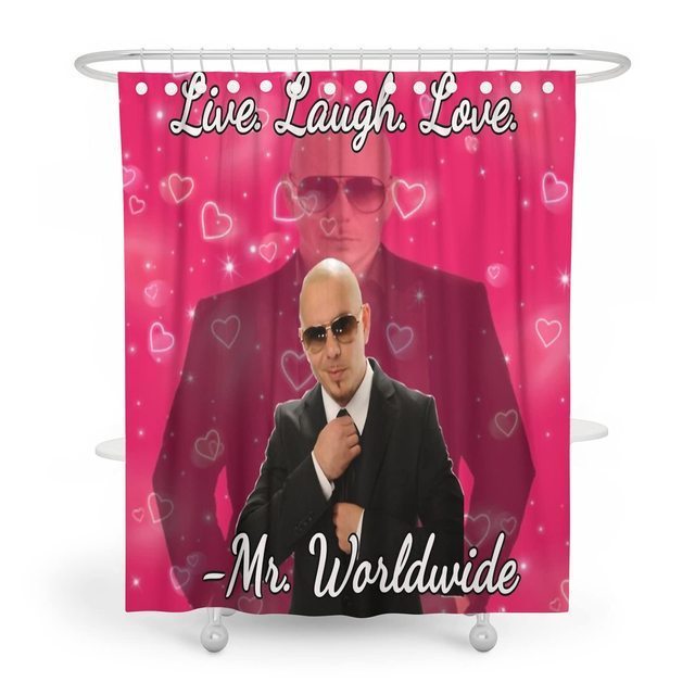 Mr Worldwide Says To Live Laugh Love Shower Curtain with Hooks Waterproof Shower Curtains for Bathroom Decor Bathtub Accessories