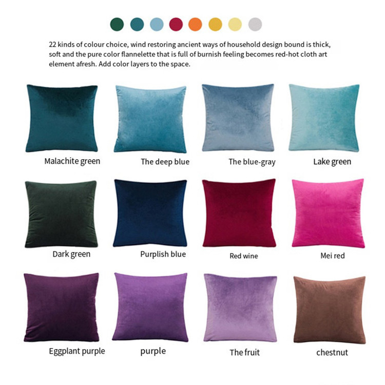 Solid Velvet Sofa Cushion Cover, 40x40/45x45/40x60/50x50/55x55/60x60cm Super Soft Throw Pillow Case/