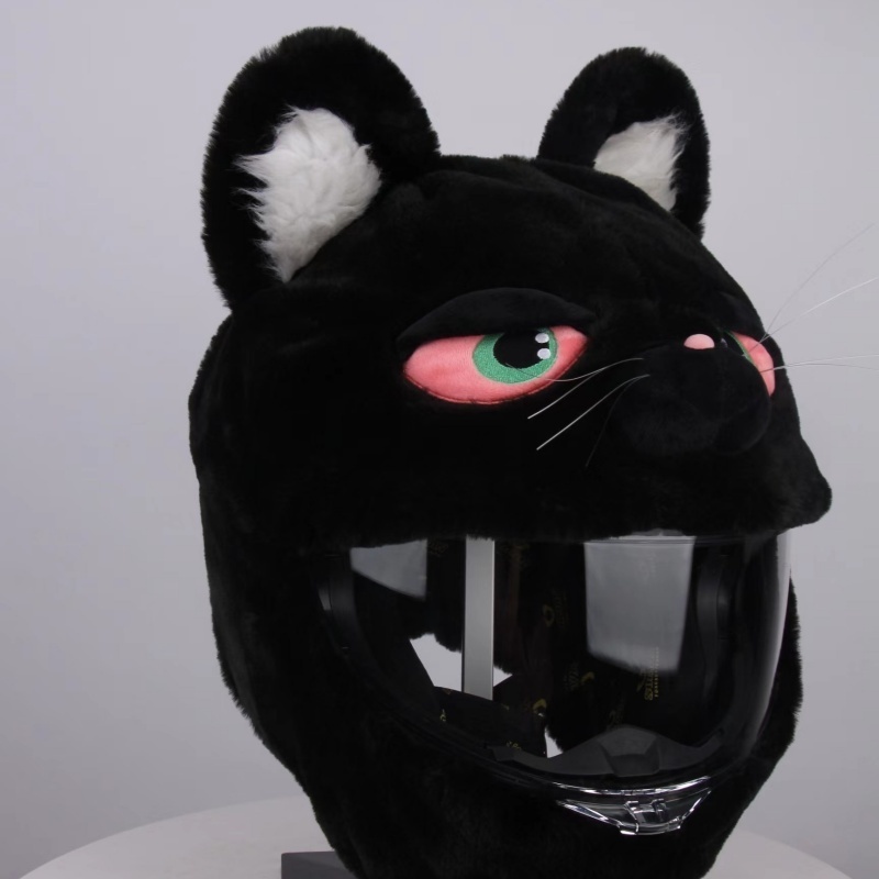 Fancy Cute Black Cat Stretchy Motorcycle Helmet Cover/