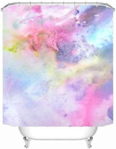 Printed Iridescent Waffle Shower Curtain,  Gradient Pastel Iridescent Rainbow Home Bathroom Decor/