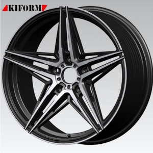 Black machined polished face five spoke star flow forming alloy wheel rims 18 19 5/114.3