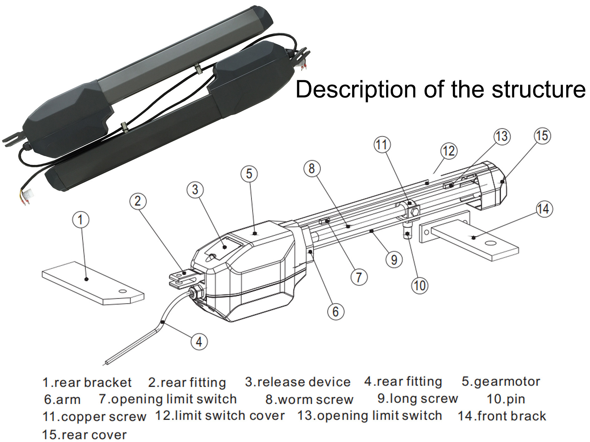 2024 High Quality Super Powerful 600MM AC Swing Light Dual Gate Opener 500kg Capacity Automatic Door Operators