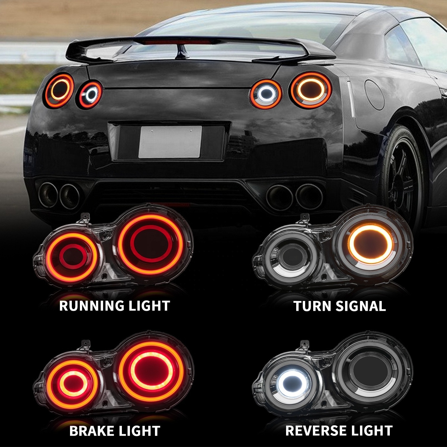 Archaic Taillights for NISSAN GTR GT-R R35 Tail Light with Dynamic Starting Animation GTR35 Tail Lights 2007-2023 Plug and Play