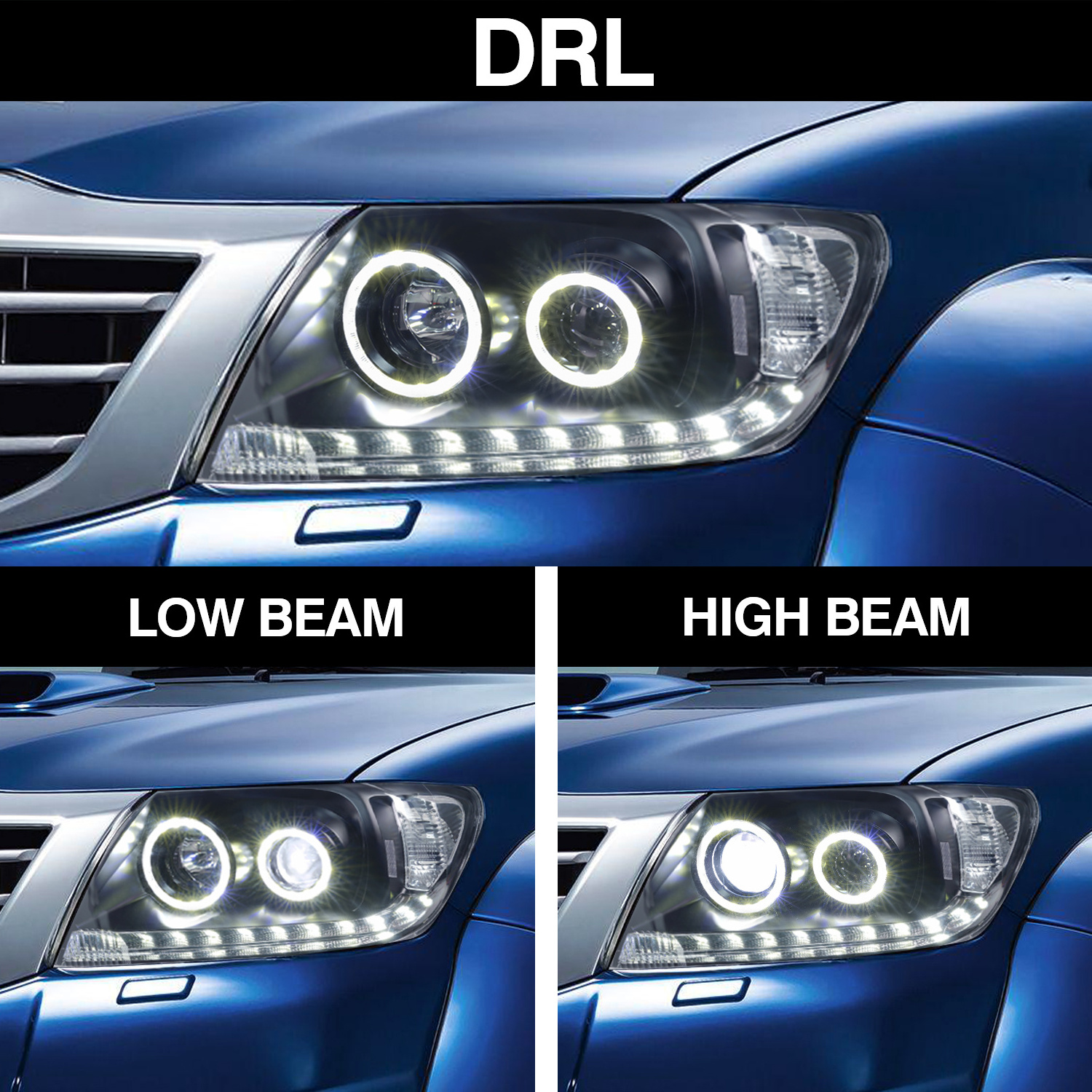 Archaic Led Car Front Lamp DRL With High Beam Low Beam Head Lamp For Toyota Hilux Vigo Revo Rocco 2005-2011 Headlights