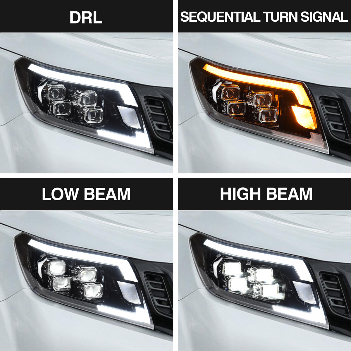 Archaic Factory Car Led Head Lamp With DRL Sequential Turning Signal For Nissan Navara Np300 2015-2020 Plug and Play Headlight