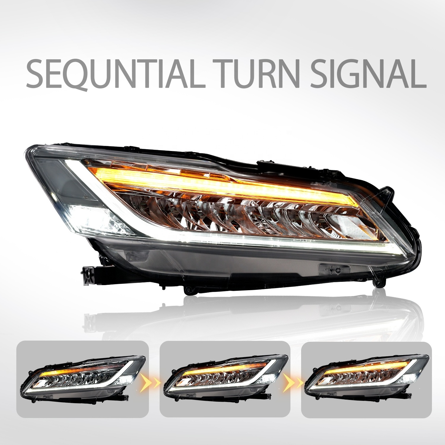 Archaic For accord 9th head lamp 2013 2014 2015 full led front lamp RHD&LHD for honda accord headlight