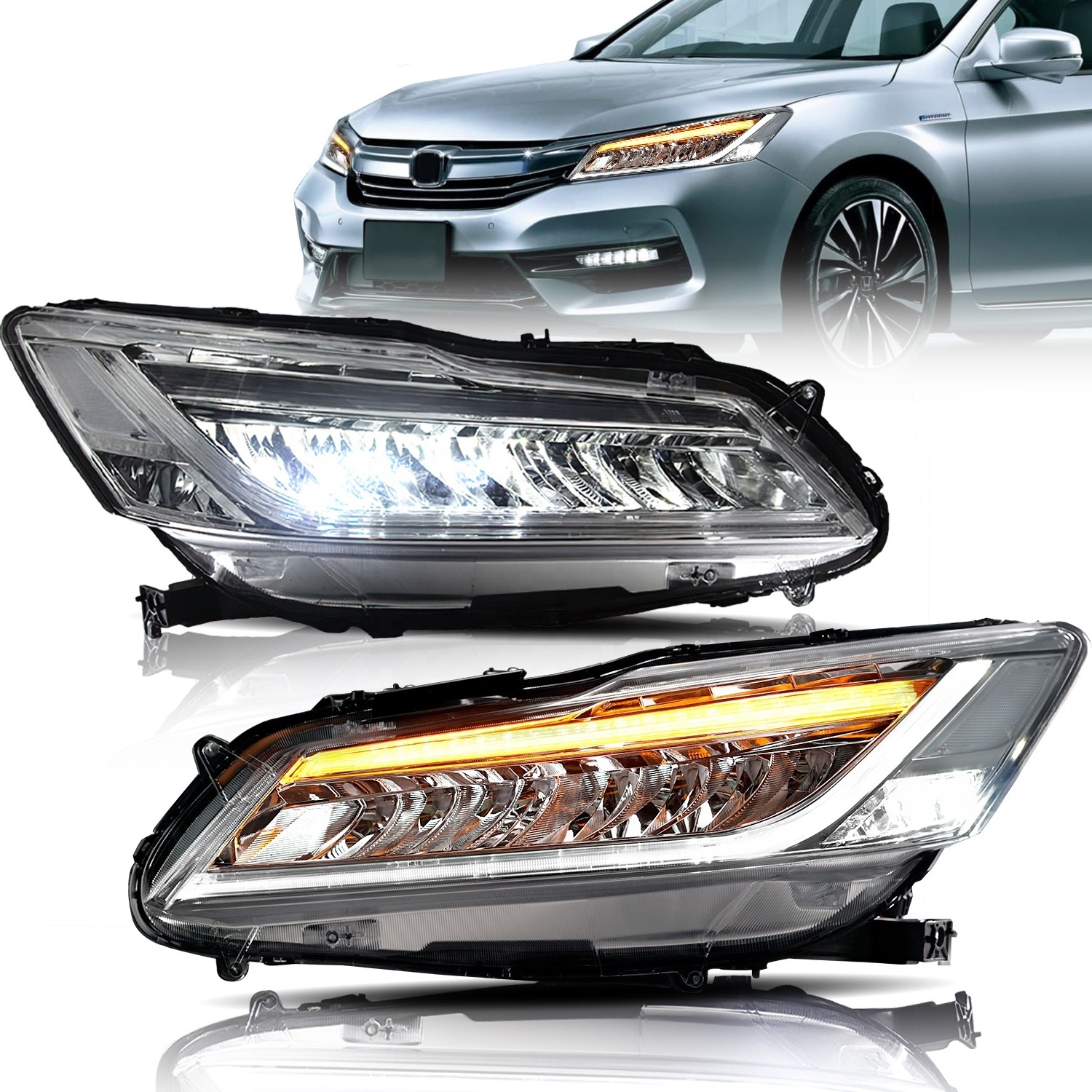 Archaic For accord 9th head lamp 2013 2014 2015 full led front lamp RHD&LHD for honda accord headlight