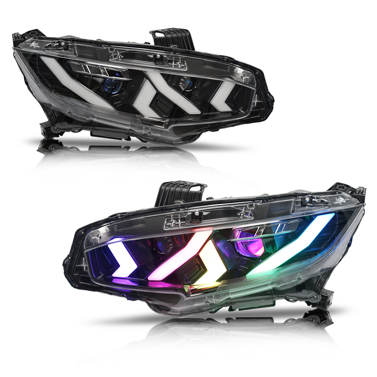 Archaic Civic 10th Gen Front Lamp RGB Lamborghini Design Sedan Hatchback Sequential Demon Eye Headlights for Honda Civic 16-20