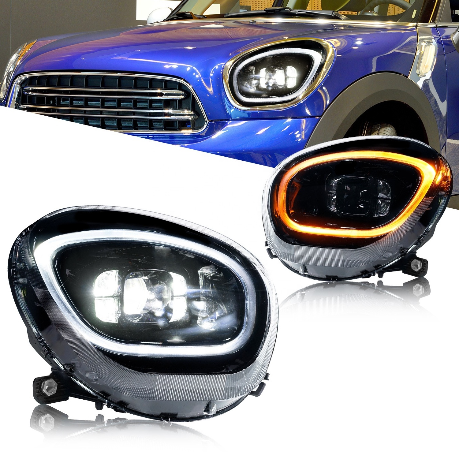 Archaic Manufacturer R60 Front Light LED Sequential Compatible 2010-2016 Countryman John Cooper Works Headlight For BMW Mini R60