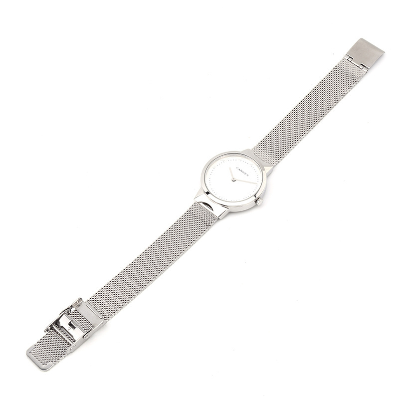 Original Factory Newest Silver Ladies Quartz Watch Stainless Steel Mesh Strap Watch for Women