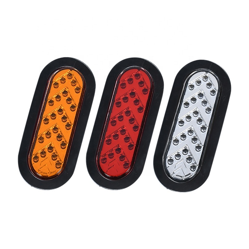 25 LED Car Tail Light Oval Stop Turn Signal Brake Side Marker Lights with Arrow Warning Signal Lamp for RV Truck Trailer