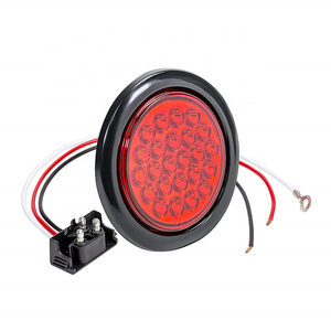 Super Bright 4" 24 LED Round Led Trailer Tail Lights Grommet and 3 Prong Plug Waterproof 12V Brake Stop Lights