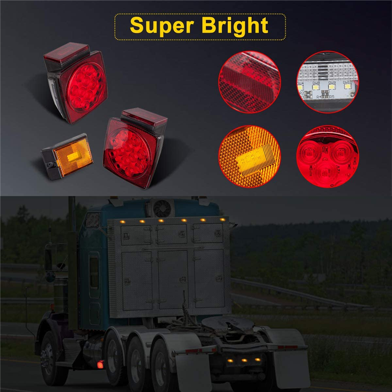 12V LED Trailer Light Kit Super Bright Submersible Boat Trailer Lights Utility Brake Turn Tail Lights for Camper Truck RV