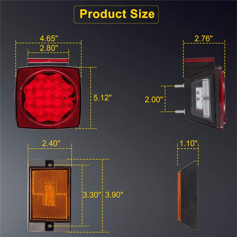 12V LED Trailer Light Kit Super Bright Submersible Boat Trailer Lights Utility Brake Turn Tail Lights for Camper Truck RV