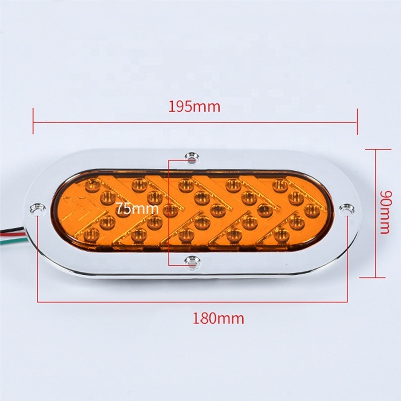 25 LED Car Tail Light Oval Stop Turn Signal Brake Side Marker Lights with Arrow Warning Signal Lamp for RV Truck Trailer