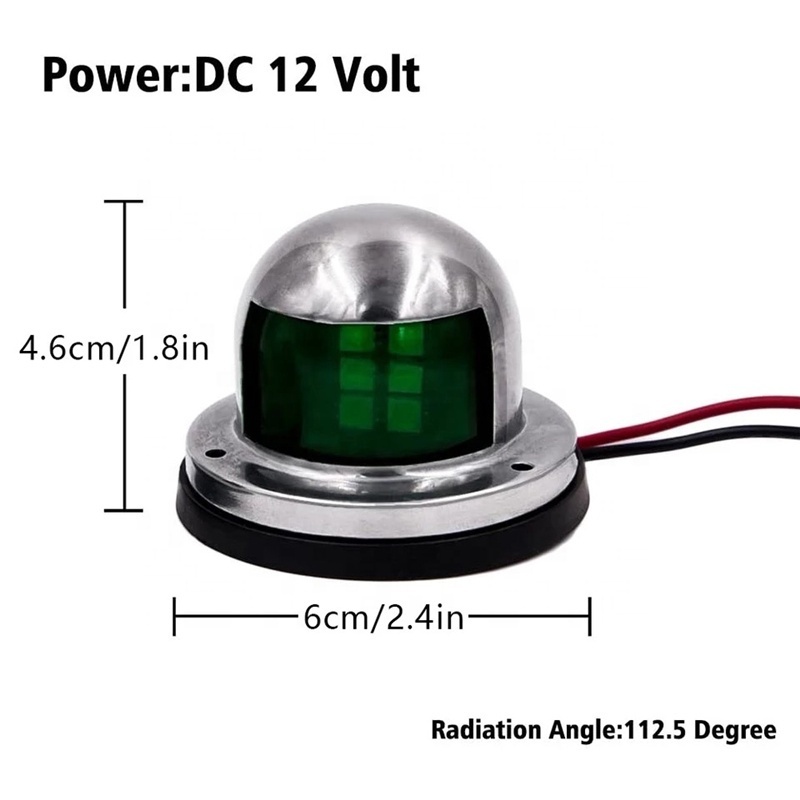 Chrome Housing 12V Red and green LED Navigation Light Signal Lamp Stainless Steel Lighted Bow Lamp Boat Starboard Marine